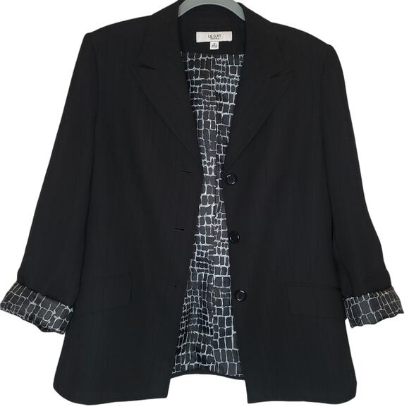 Le Suit Classic Single Breast Stripe Jacket Blazer, 12 - Picture 1 of 9